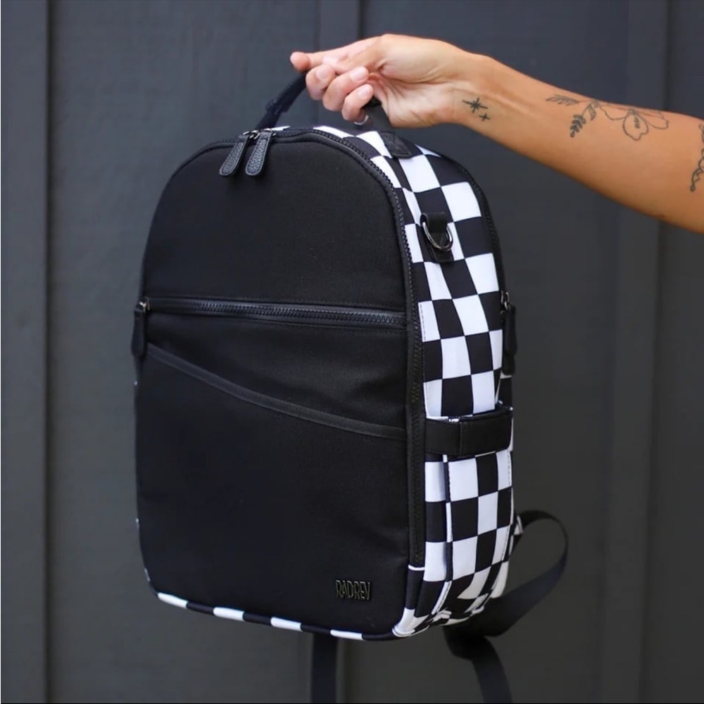 RAD REV BOOKBAG IN B&W CHECKERED